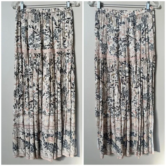 SPELL & THE GYPSY Oasis Side slit boho exotic hippie Maxi Skirt Pearl Sz small - Picture 8 of 10